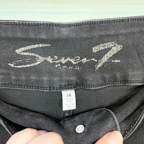 Seven7 Jeans Women 14 Black Denim Ankle Slim Fit Skinny Mid Rise Casual Stretch - Picture 9 of 9